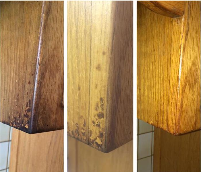 Fire damaged cabinets before and after